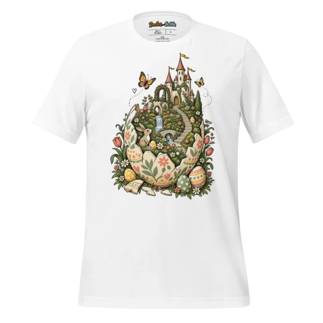 Easter Castle Garden T Shirt with Enchanted Fantasy Flora