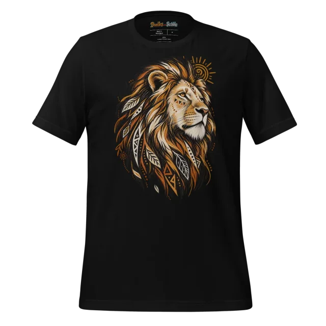 Lion Tribal Art T Shirt Majestic Mane Design alternate view