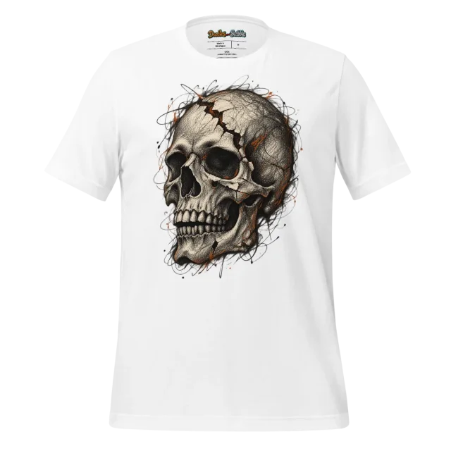 Cracked Skull Scribble T Shirt for Halloween