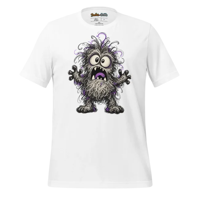 Furry Monster T Shirt Wide Eyed Halloween Scribble