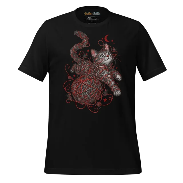 Playful Cat T Shirt with Doodle Art alternate view