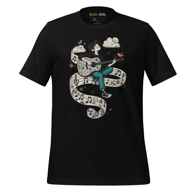 Acoustic Serenade T Shirt with Melodic Doodles alternate view