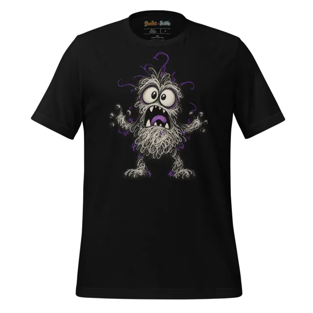 Furry Monster T Shirt Wide Eyed Halloween Scribble alternate view