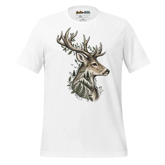 Deer Profile T Shirt with Noble Doodle Art