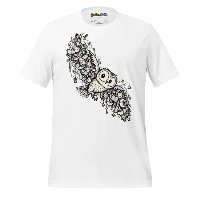 Zentangle Owl T Shirt Mystical Feathers