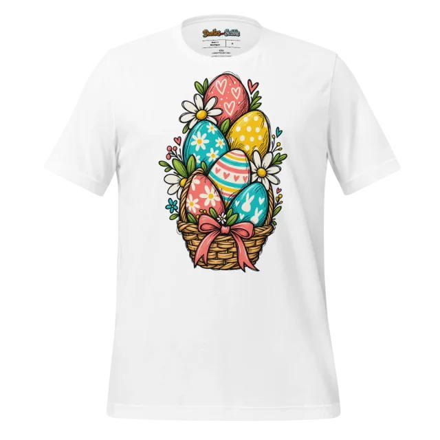 Vibrant Easter Basket T Shirt with Eggs travaganza Doodle