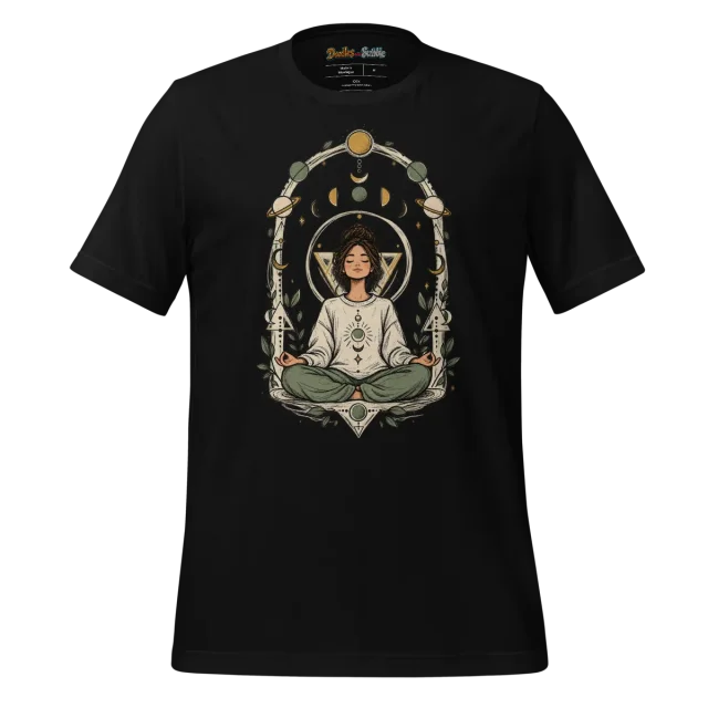 Geometric Meditation T Shirt with Abstract Space Doodle Pattern alternate view