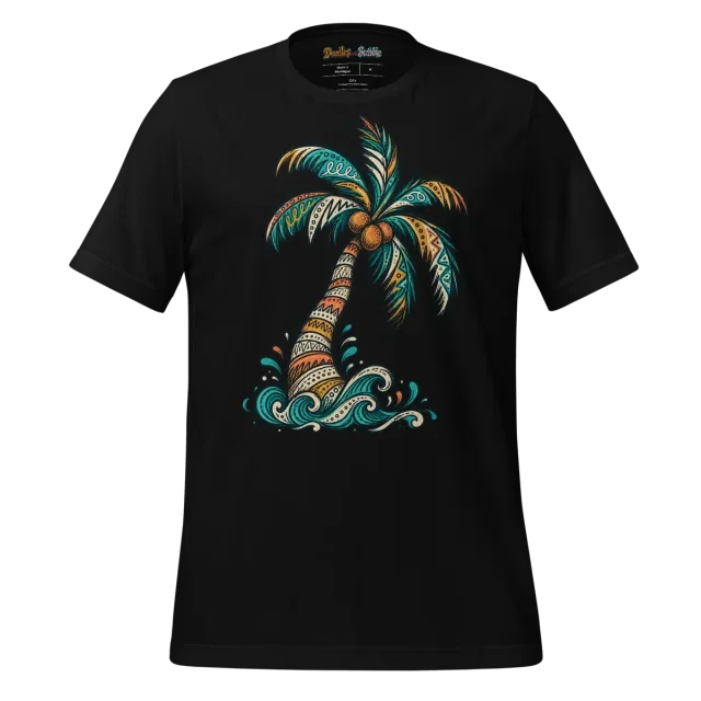 Palm Tree Doodle T Shirt with Colourful Summer Artwork alternate view
