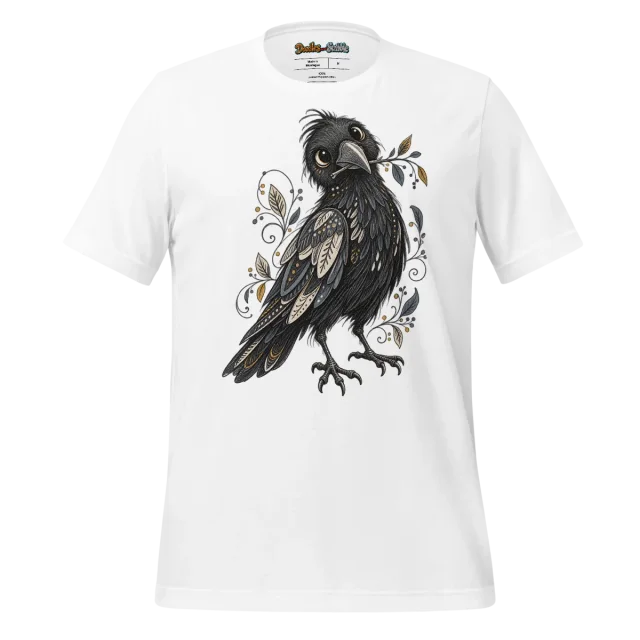 Raven Halloween T Shirt with Doodle Artwork