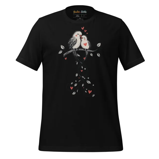 Lovebirds T Shirt Romantic Perch Doodle alternate view