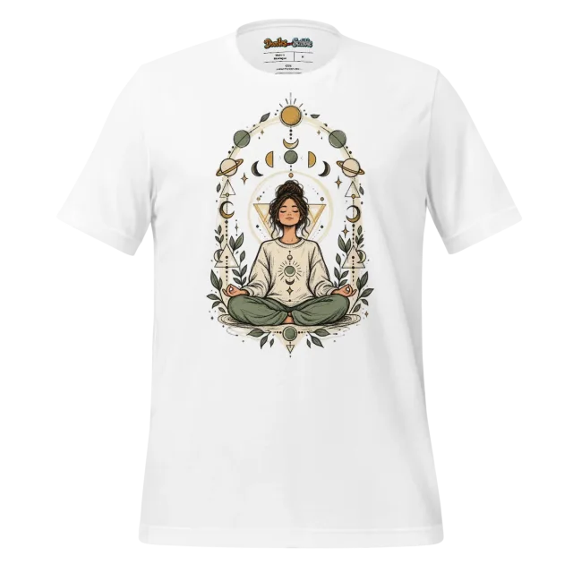 Geometric Meditation T Shirt with Abstract Space Doodle Pattern