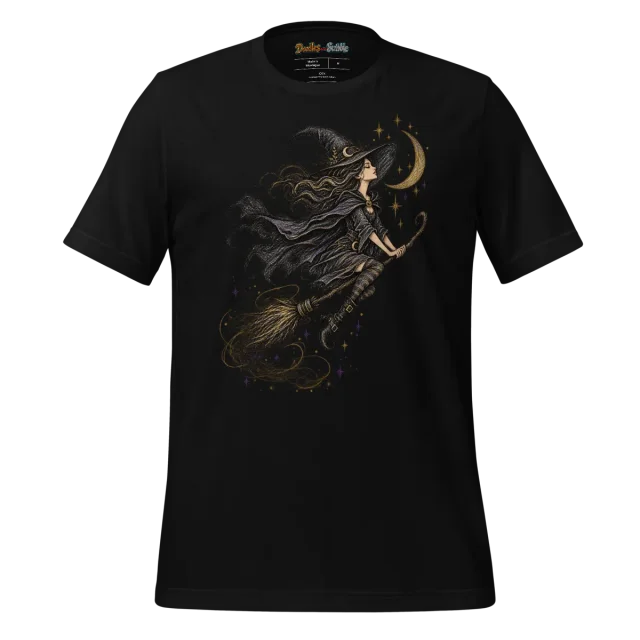 Witch Broomstick Scribble T Shirt for Halloween alternate view