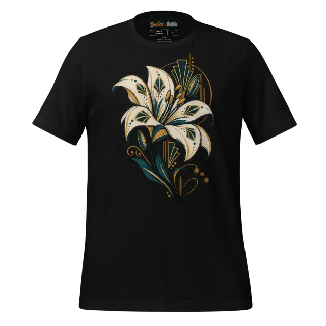 Art Deco Floral T Shirt with Decadent Scribble Elegance alternate view