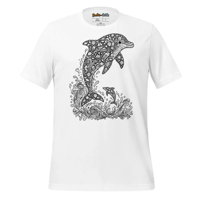 Zentangle Dolphin T Shirt Oceanic Elegance