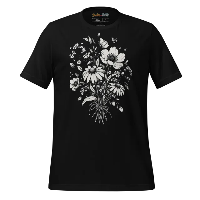 Monochrome Floral Array T Shirt with Elegant Detailing alternate view