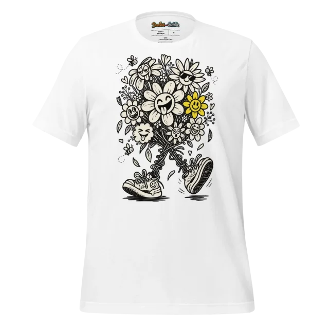 Floral Doodle T Shirt Lively Bloom Illustration