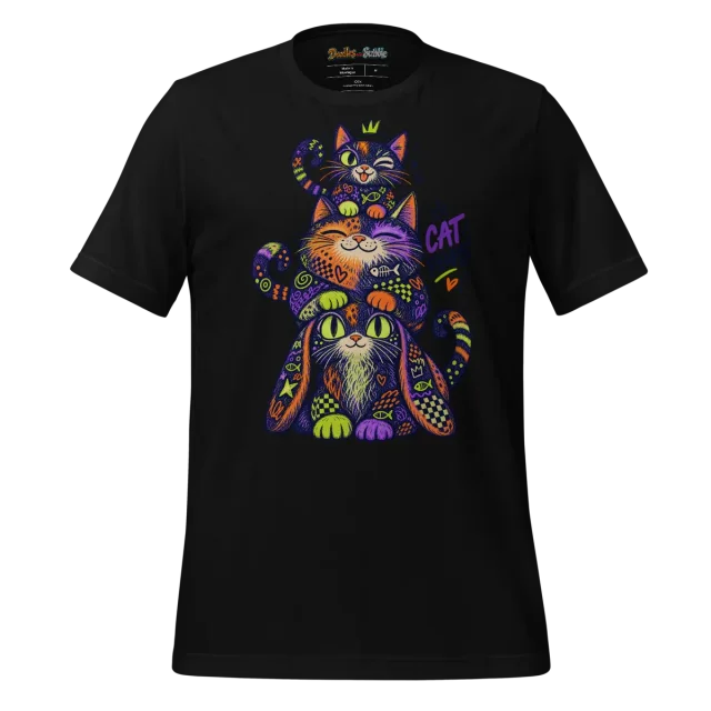 Colourful Cat Doodle T Shirt alternate view