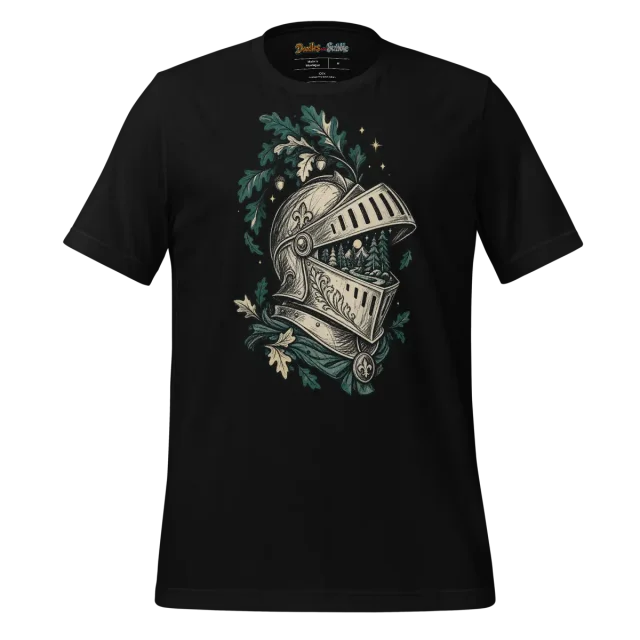 Knight Helmet T Shirt with Noble Doodle Design alternate view