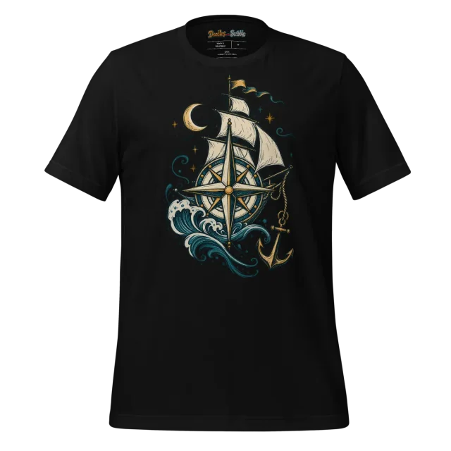 Compass Rose T Shirt with Anchor Adventure Doodle alternate view