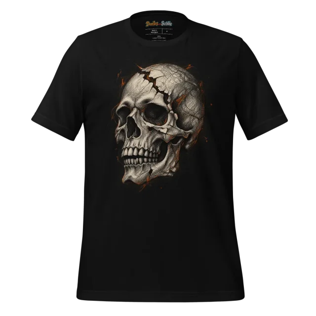 Cracked Skull Scribble T Shirt for Halloween alternate view