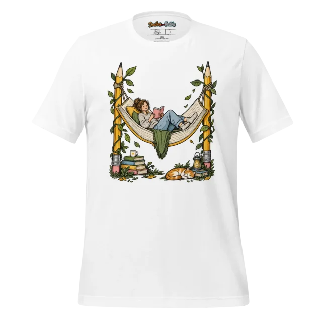 Hammock Reader Doodle T Shirt Leisure Reader