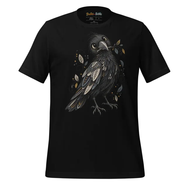 Raven Halloween T Shirt with Doodle Artwork alternate view