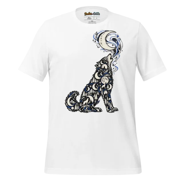 Zentangle Wolf T Shirt Moonlit Night's Sentinel