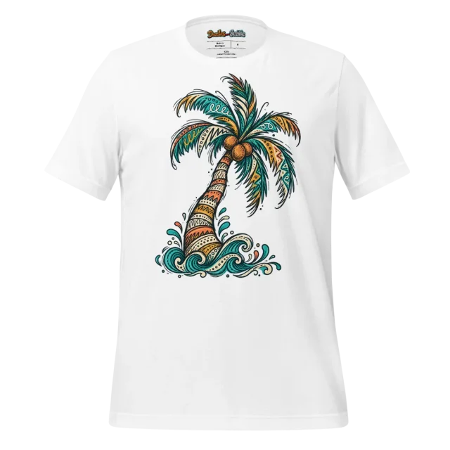 Palm Tree Doodle T Shirt with Colourful Summer Artwork