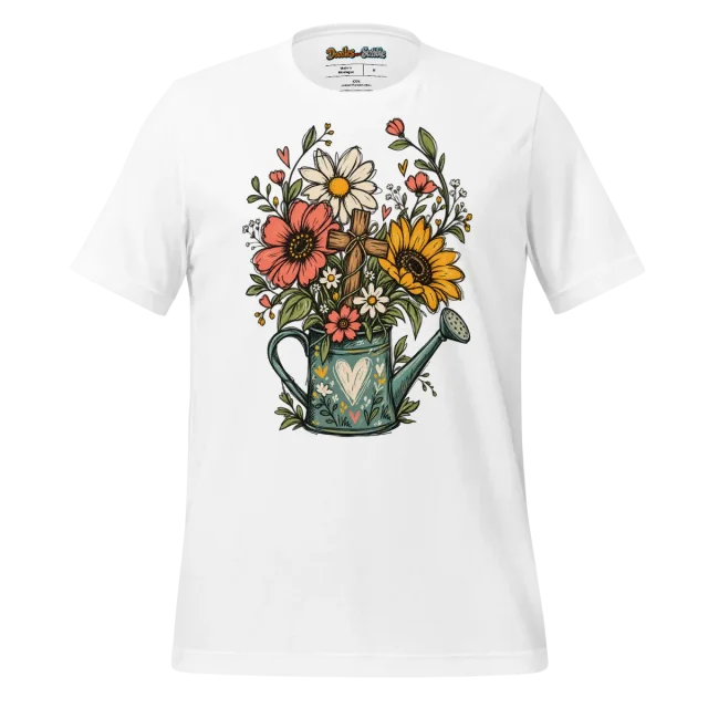 Floral Cross T Shirt Vivid Bloom Doodle Design