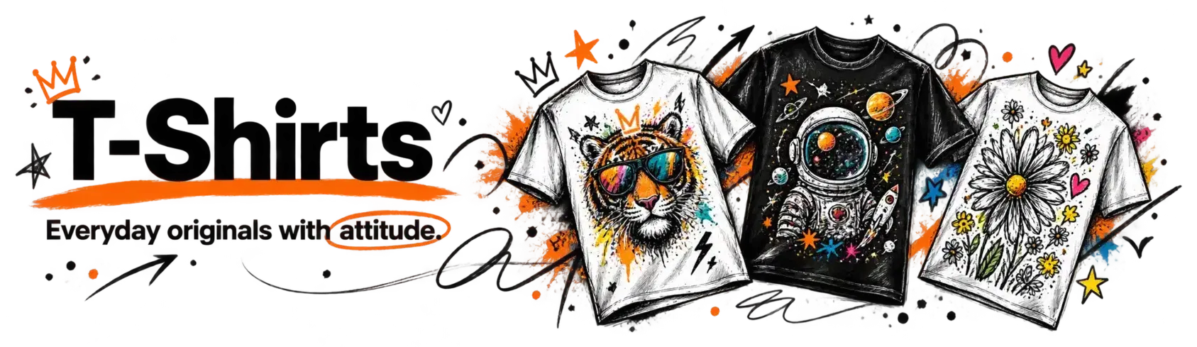 T-Shirts. Doodles up front.