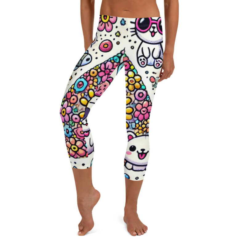 Adorable Doodle Art Capri Leggings for Casual Styling alternate view