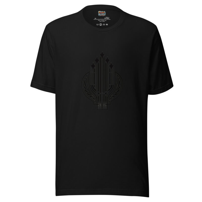 Art Deco Plant T-Shirt with Symmetrical Meditation Doodle alternate view