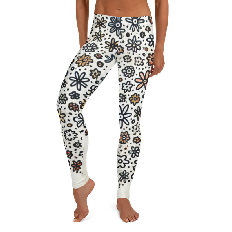 Artistic Circular Floral Doodle Leggings for All Occasions