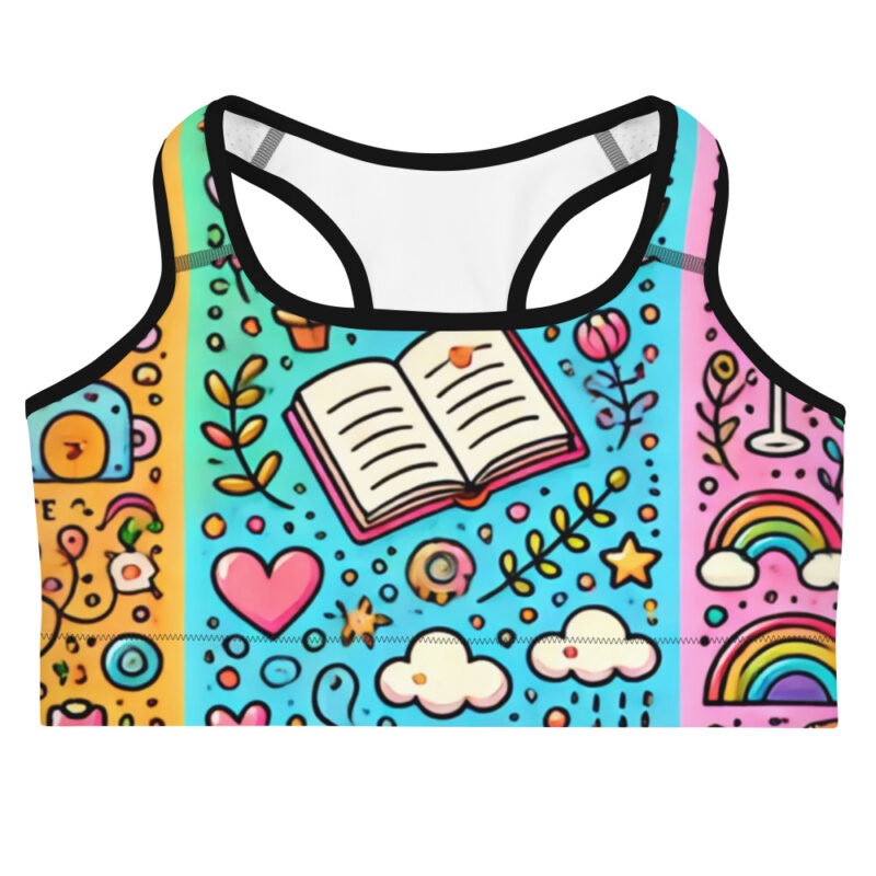 Artistic Coffee and Wine Cute Doodles Sports Bra product image