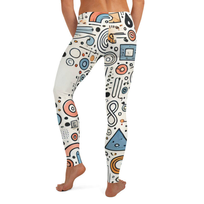 Geometric Cloud Leggings with Artistic Doodles alternate view