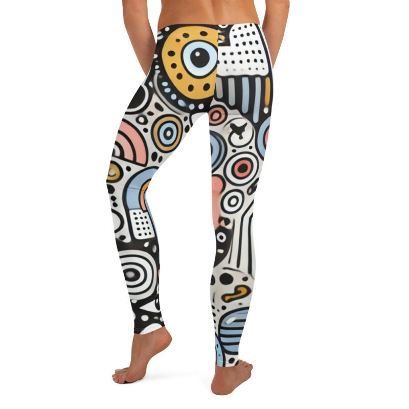 Abstract Cloud Geometry Leggings with Doodle Shapes alternate view
