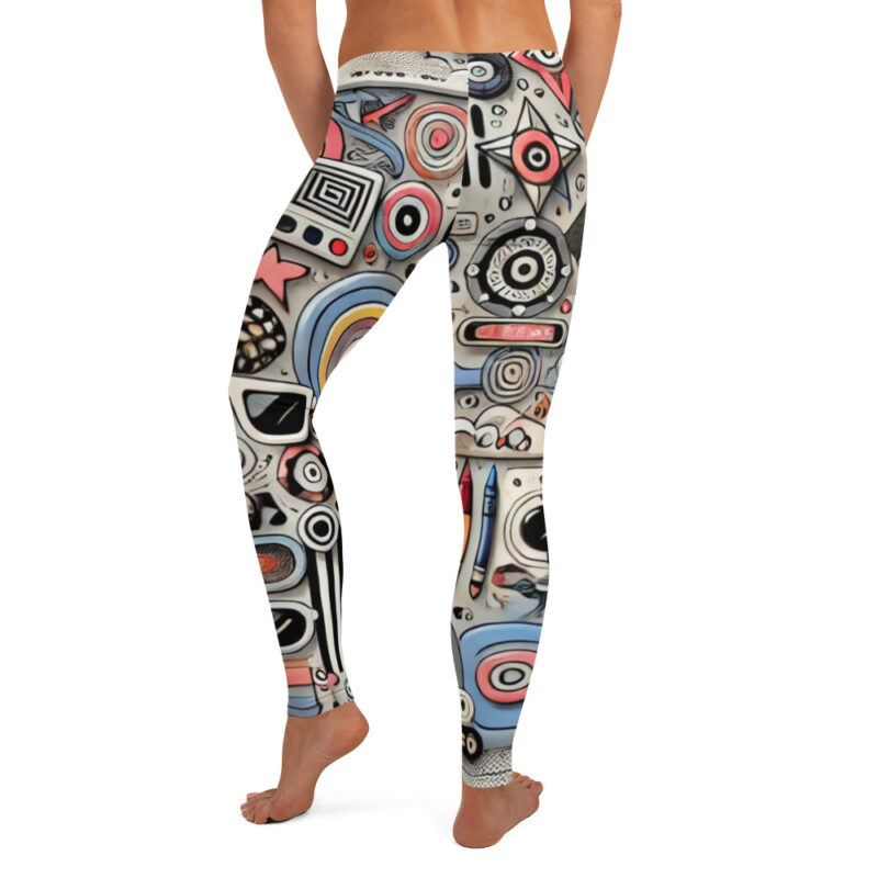 Cloud Doodle Leggings with Artistic Geometric Shapes alternate view