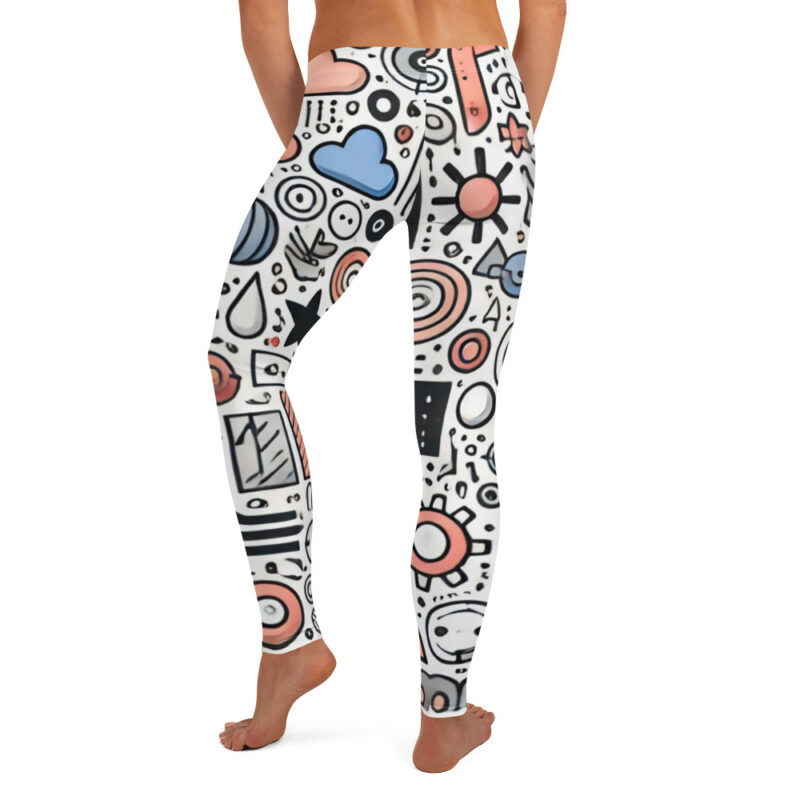 Cloud Sketch Pattern Leggings with Geometric Doodles alternate view