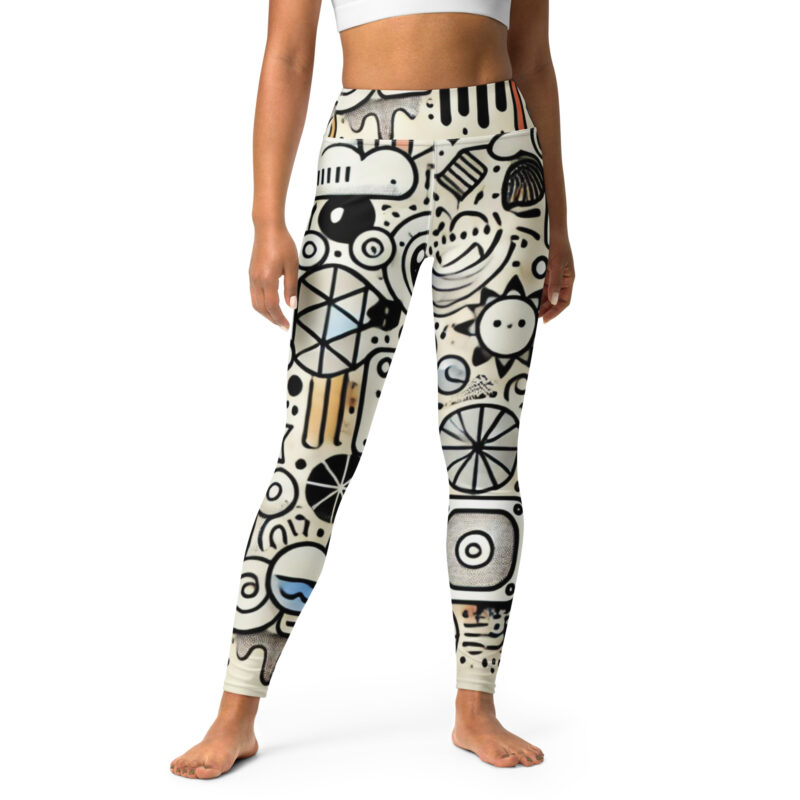 Artistic Geometric and Cloud Doodles Yoga Leggings