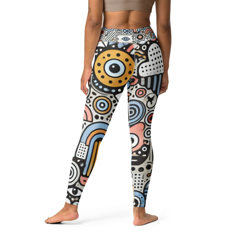 Artistic Cloud Yoga Leggings with Geometric Doodles alternate view