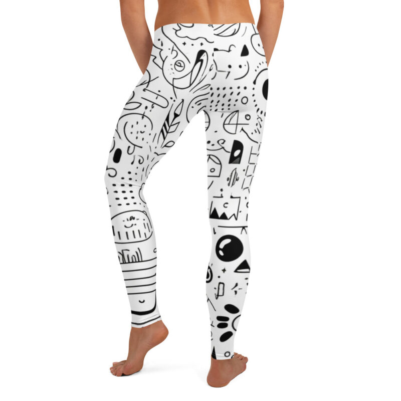 Cool Doodle Pattern Leggings with Artistic Doodles alternate view