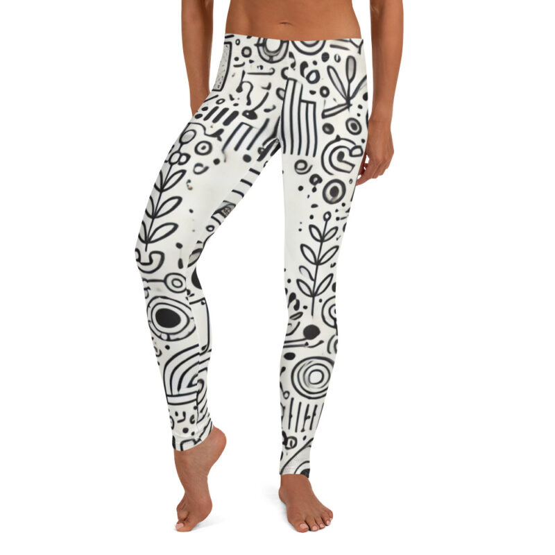 Artistic Leggings with Geometric Cool Doodles Patterns