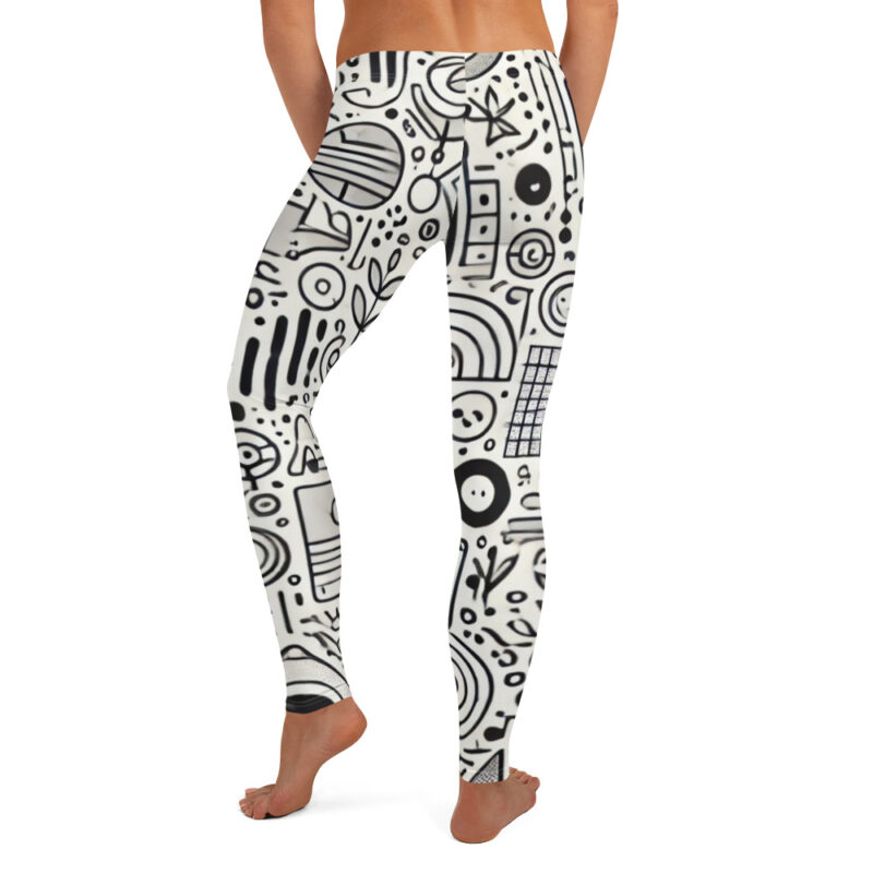Geometric Doodle Leggings with Cool Doodles Art alternate view