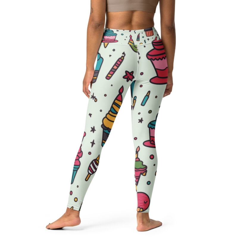 Birthday Bonanza Yoga Leggings with Doodle Design alternate view