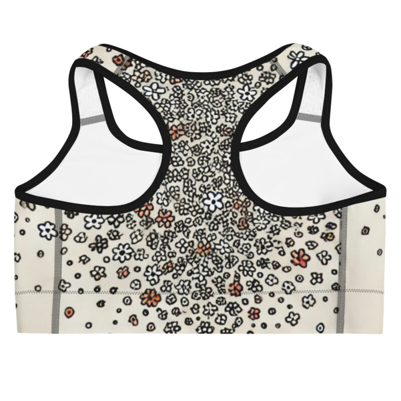 Heart Floral Sports Bra in Black, White and Pink alternate view