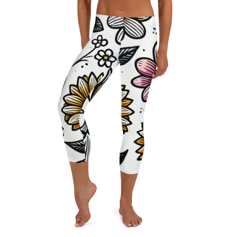 Blooming Garden Capri Leggings with Floral Doodles alternate view