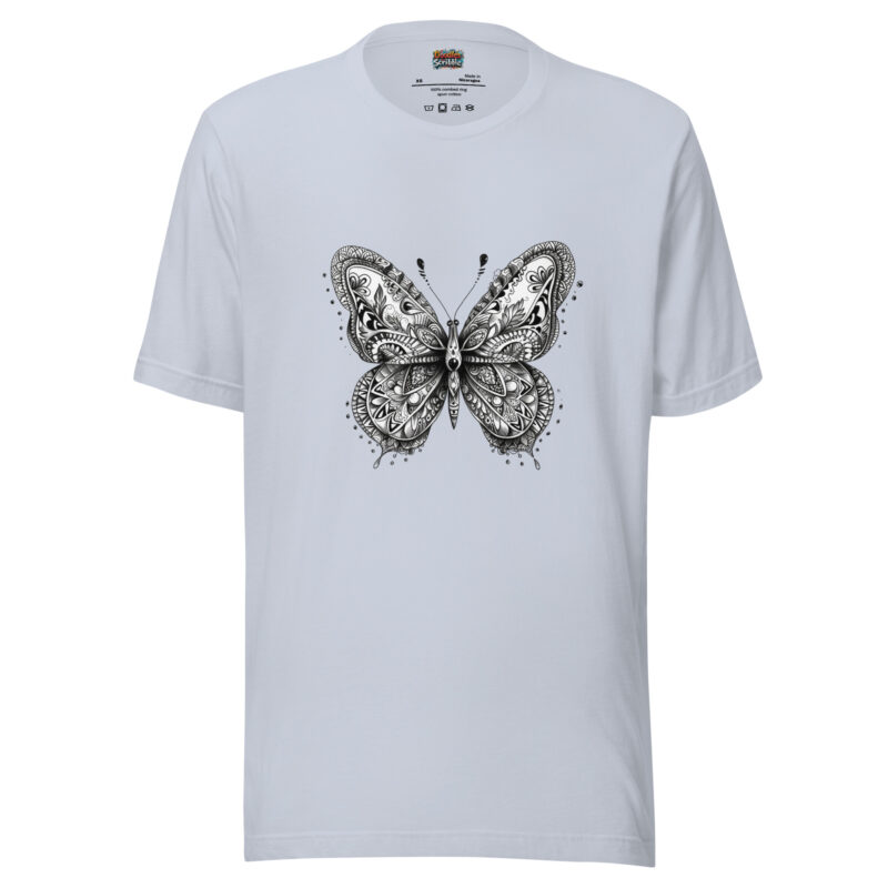 Butterfly Doodle T-Shirt - Monochrome Elegance