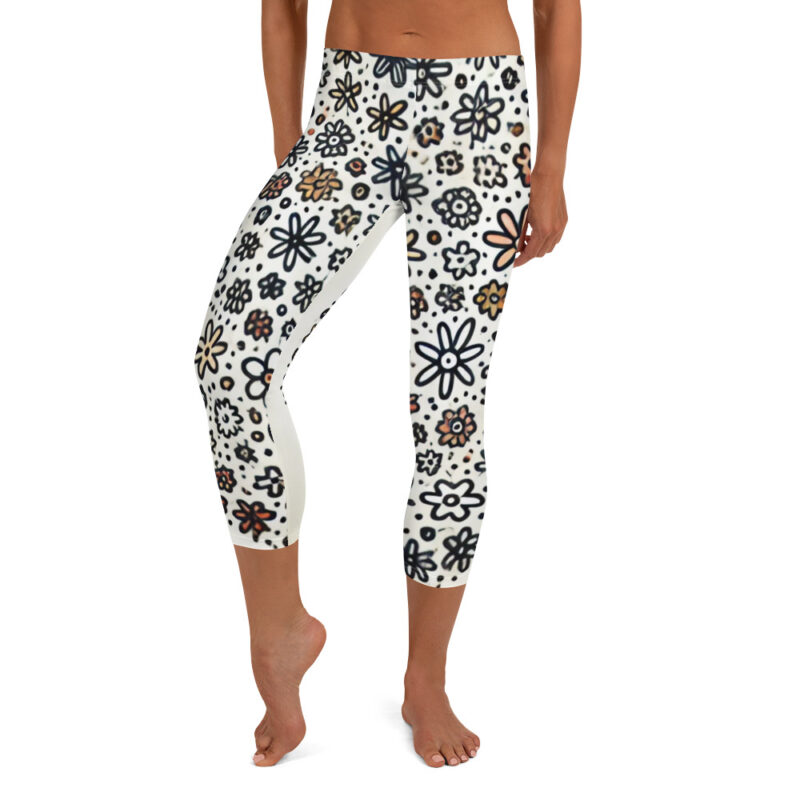 Circular Floral Doodle Capri Leggings alternate view
