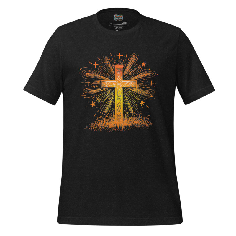 Celestial Cross T-Shirt with Radiant Symbol Artwork alternate view