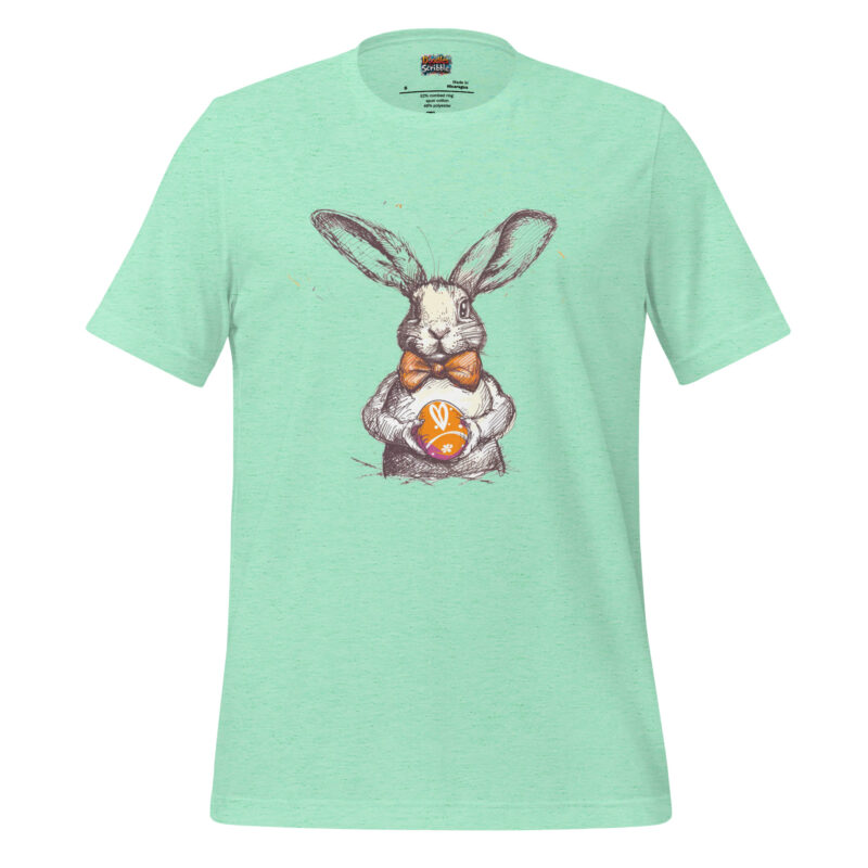 Charming Easter Bunny Holding Painted Egg Doodle Art Top